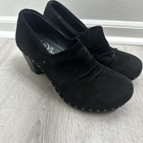 Dansko Nori Clog Womens 42 US11.5 Black Suede Studded Heels Comfort Slip On Chic - Picture 1 of 10
